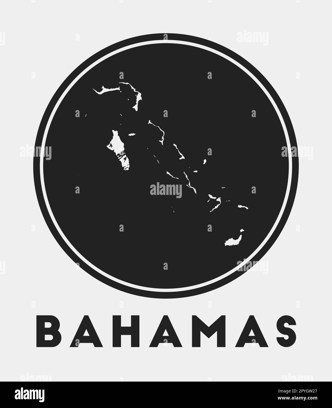 Bahamas icona. Logo rotondo con mappa del paese e titolo. Distintivo elegante Bahamas con mappa. Illustrazione vettoriale. Illustrazione Vettoriale