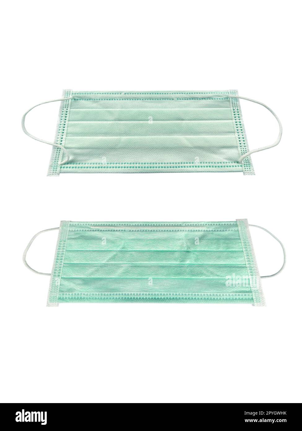Maschera del medico e protezione del virus corona isolata su sfondo bianco Foto Stock