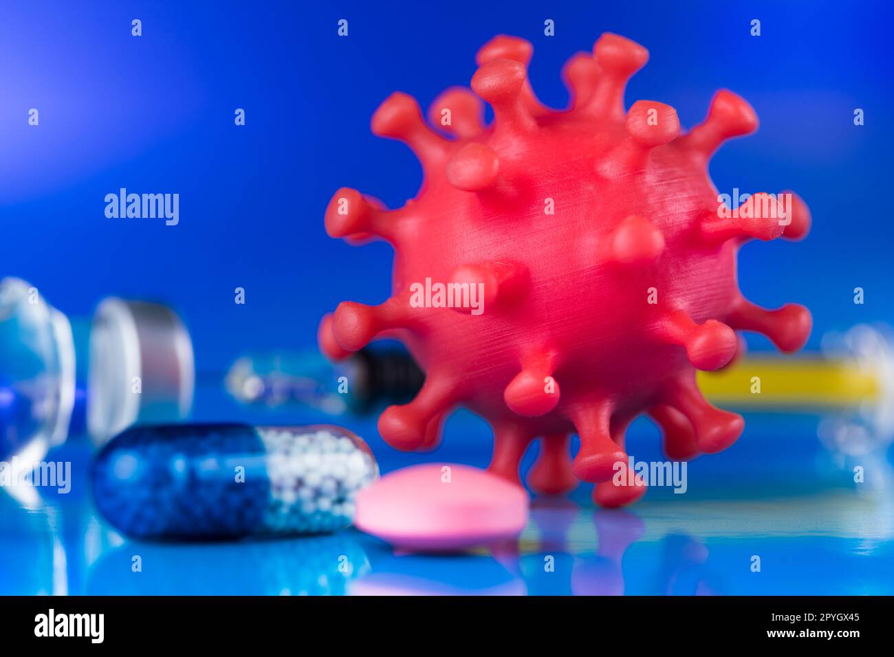 Primo piano del virus, SARS, sfondo pandemia di coronavirus Foto Stock