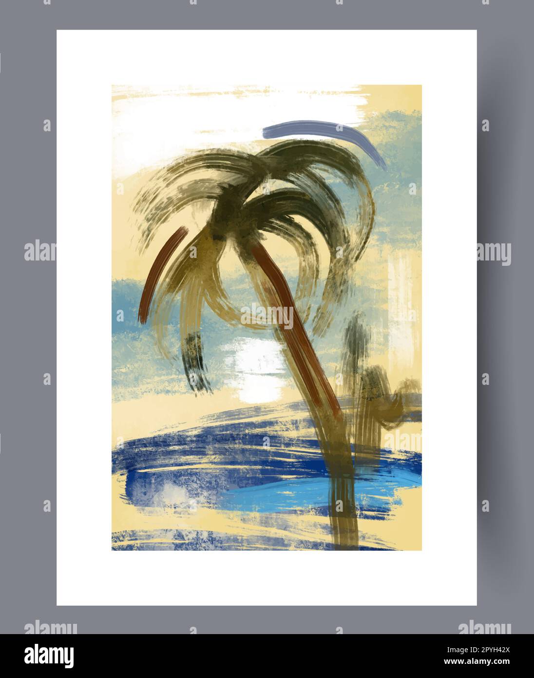 Paesaggio palma solare resort parete di stampa Foto Stock