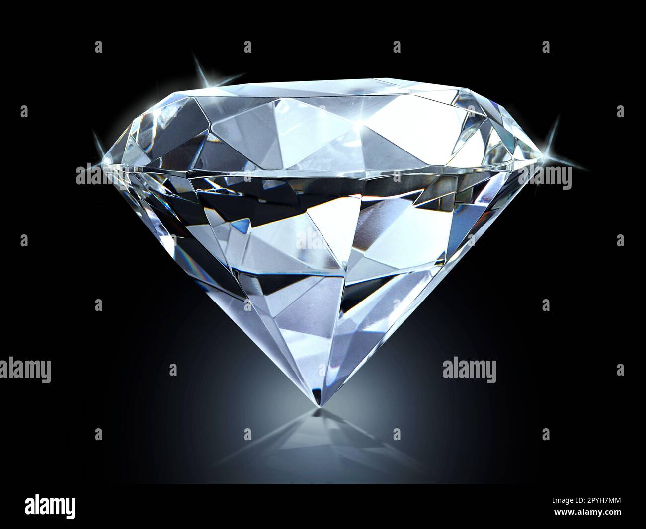 Diamante abbagliante su sfondo nero Foto Stock