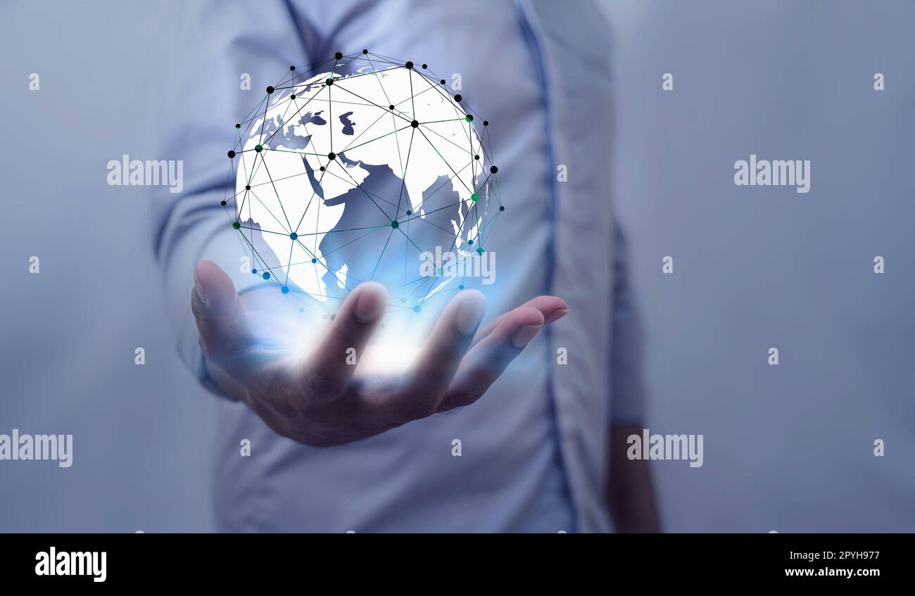 Applicazione di connessione Internet globale e marketing digitale tecnologico Foto Stock