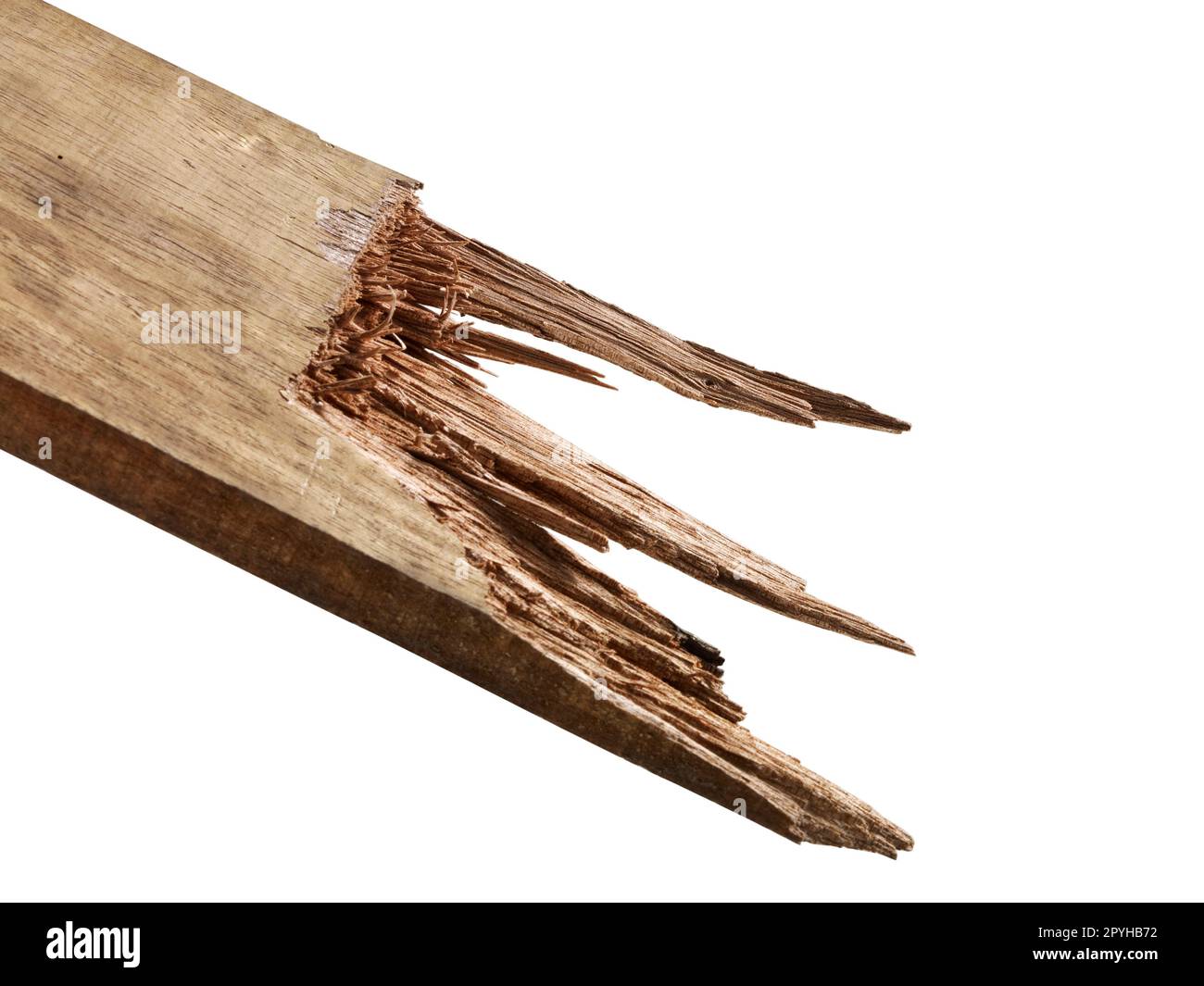 Legno. Parti rotte, isolate su sfondo bianco Foto Stock