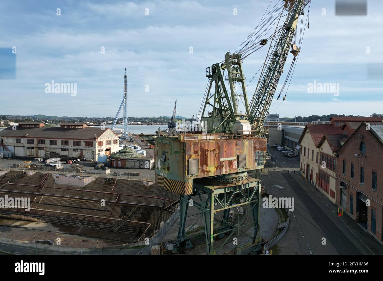 1/5/2021: Isola Mare, California: Foto di macchinari e attrezzature presso il cantiere navale di Isola Mare Foto Stock