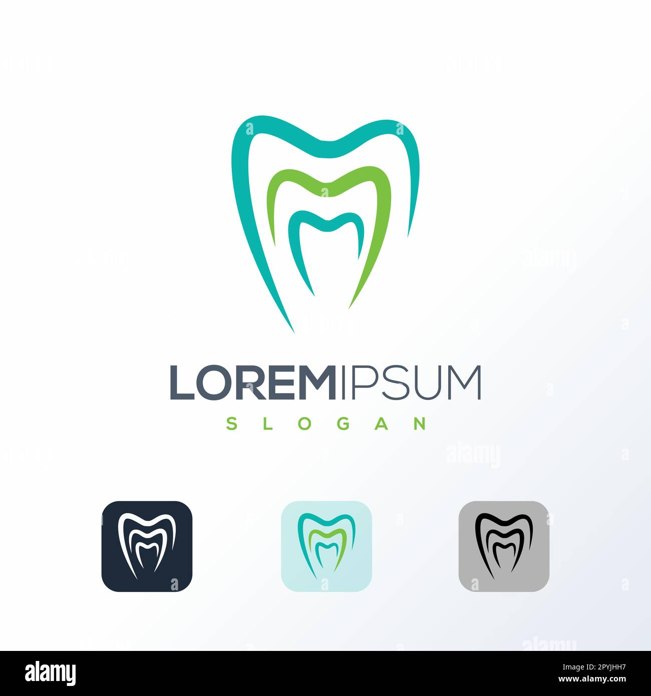Modello di design del logo Creative Dental. Icona del logo Dental Care Illustrazione Vettoriale