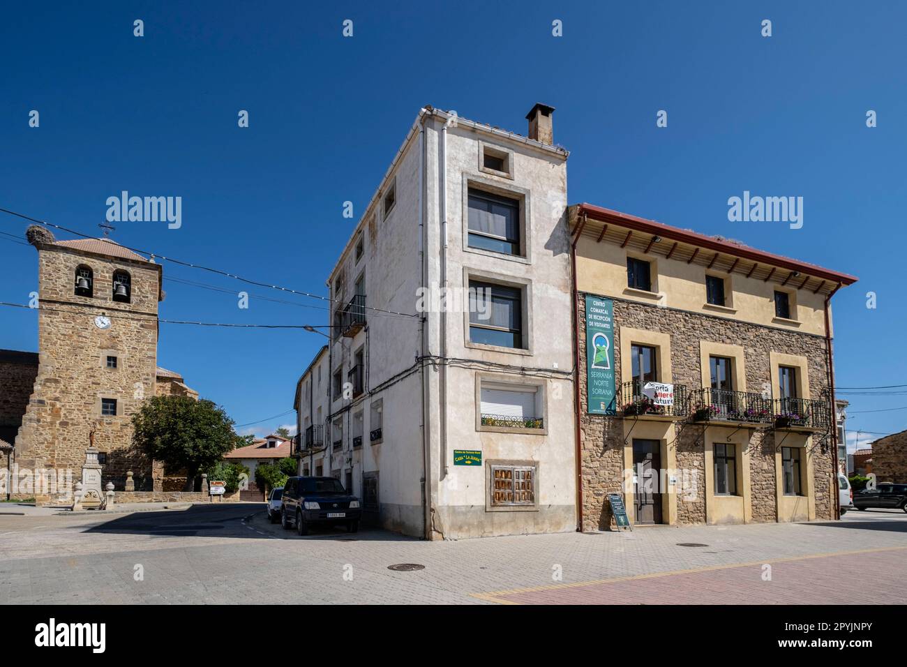 Centro di accoglienza della catena montuosa Norte Soriana, Almarza, Soria, Comunità Autonoma di Castiglia, Spagna, Europa Foto Stock