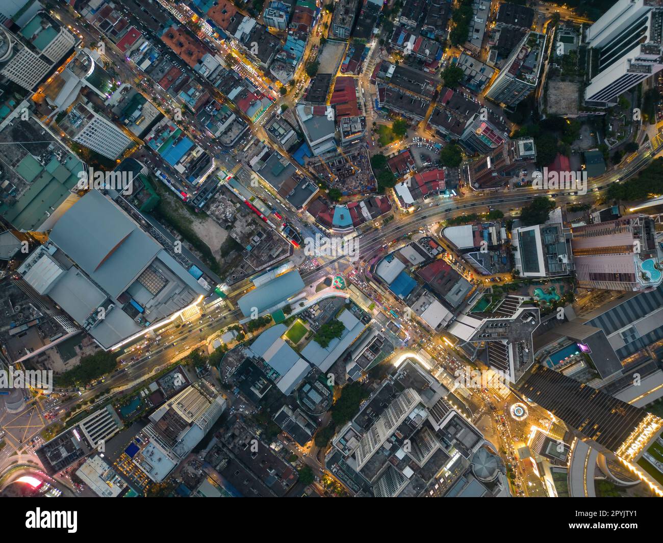 Vista aerea dall'alto verso il basso KL Bukit Bintang Foto Stock