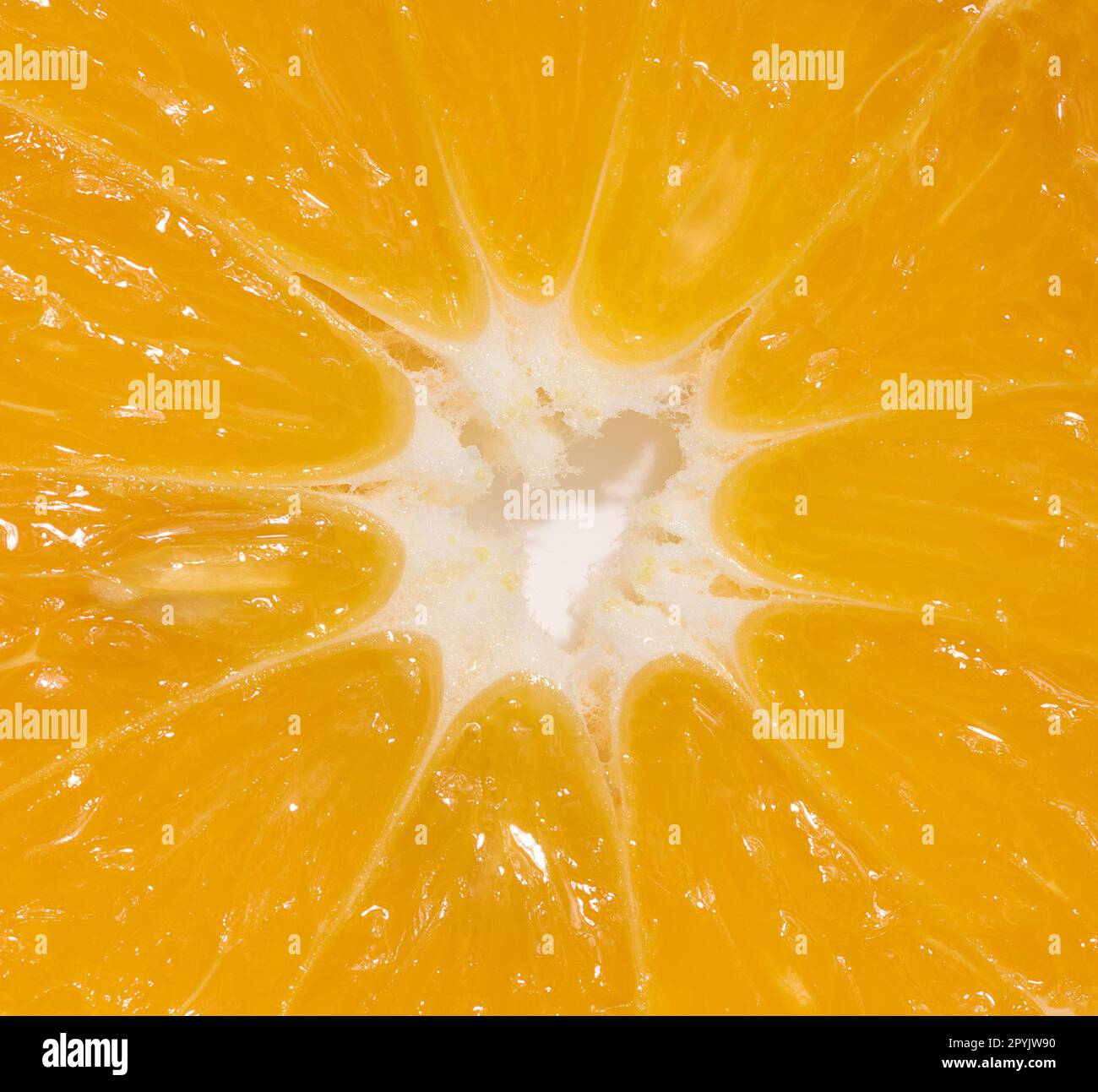 Consistenza di arancia fresca tagliata succosa Foto Stock