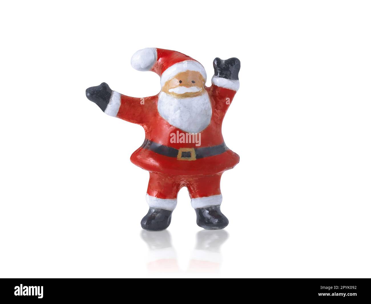 babbo natale bambole in ceramica carino statue decorazioni a buon Natale con su sfondo bianco Foto Stock