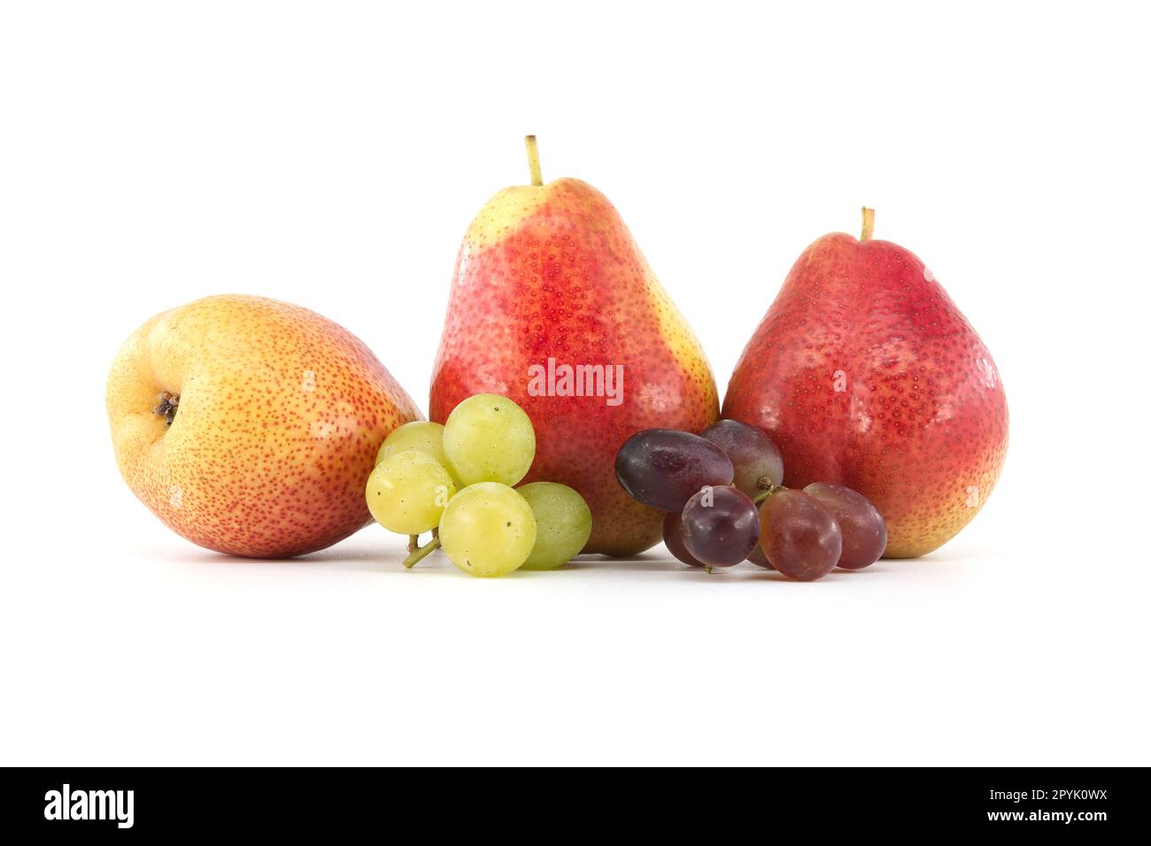 Assortimento di frutta fresca sana isolata su bianco Foto Stock