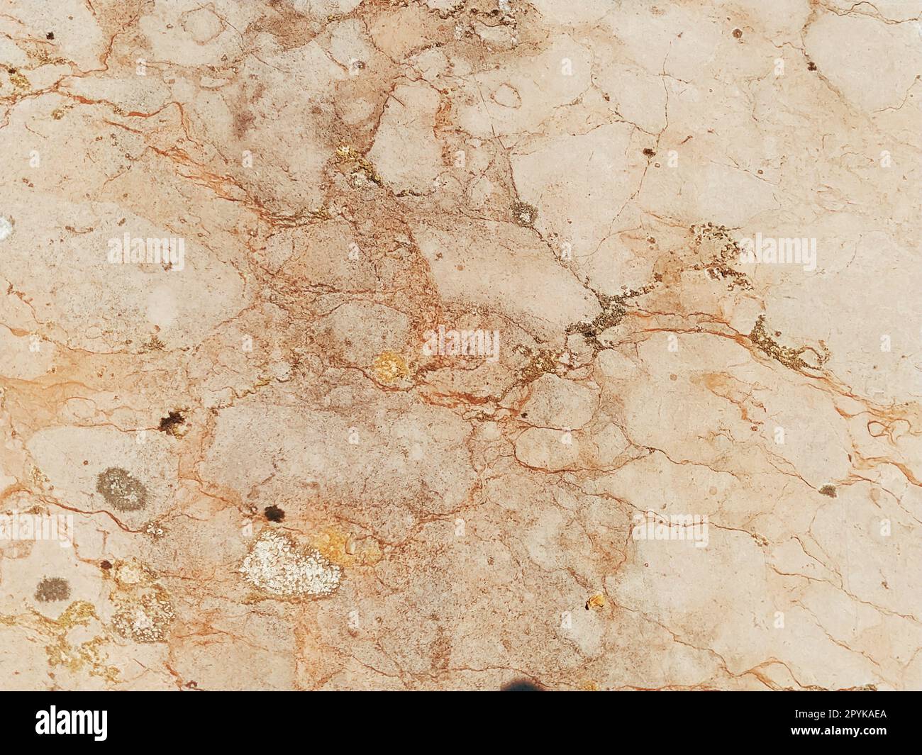 Fondo di marmo, roccia bianca. Marmo con crepe. Colori naturali beige, giallo e marrone. Contesto Foto Stock