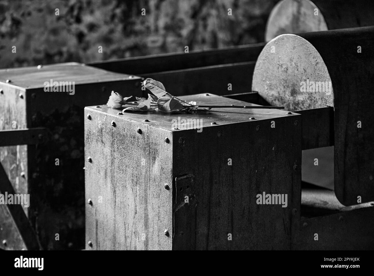 Forni per bruciare cadaveri in un campo di concentramento in Polonia dalla seconda guerra mondiale Foto Stock