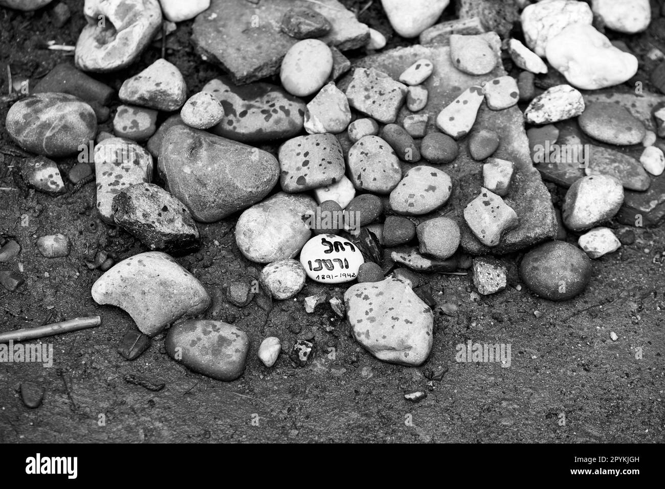 ingresso ferroviario al campo di sterminio a oświęcim, polonia. Fotografia storica in bianco e nero Foto Stock