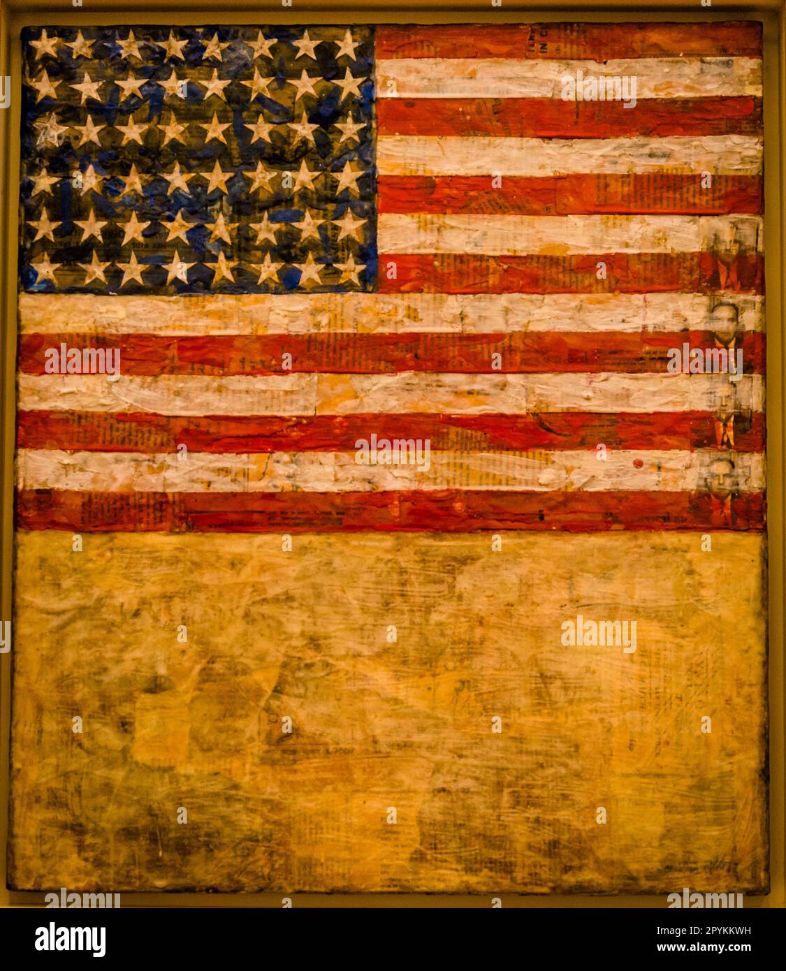 Japer Jones dipingere Bandiera sopra il bianco con Collage, 1955, Kunstmuseum Basel, Museum of Contemporary Art nuova estensione costruita nel 2016, Basel, Svizzeraan Foto Stock