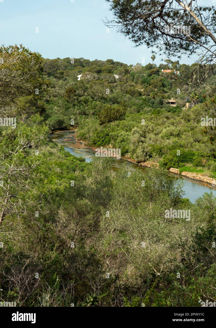 Sentiero rosso nel Parco Naturale di Mondrago, Maiorca, Santanyi, Spagna Foto Stock