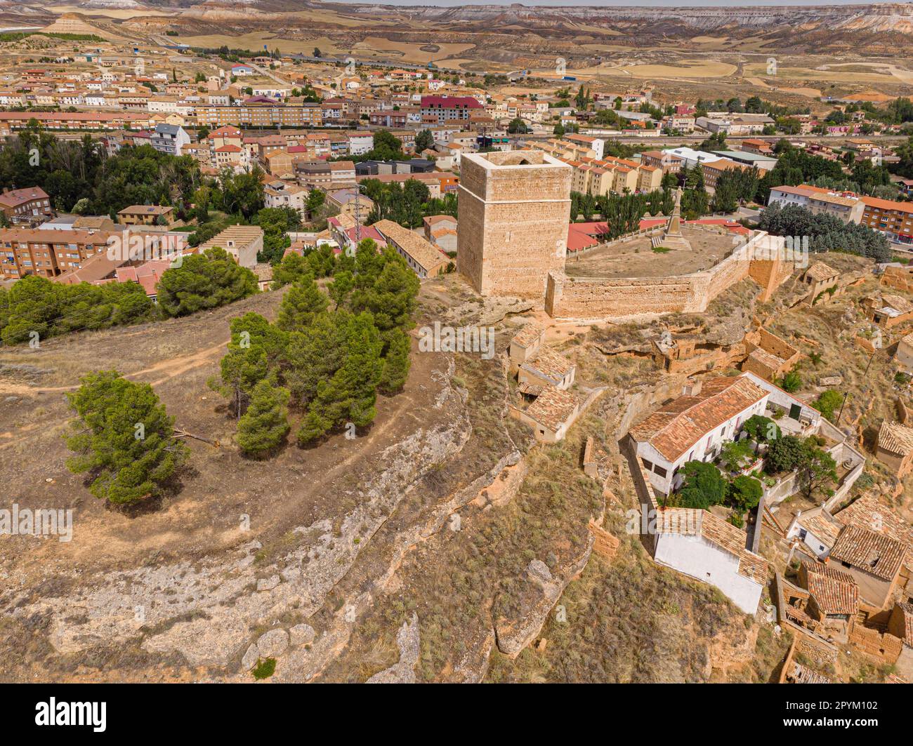 castillo de Arcos de Jalón, siglo XIV, Arcos de Jalón, Soria, comunidad autónoma de Castilla y León, Spagna, Europa Foto Stock