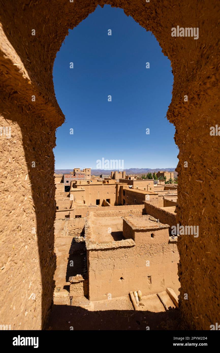 Panoramica del villaggio, Nkob, marruecos, norte de Africa Foto Stock