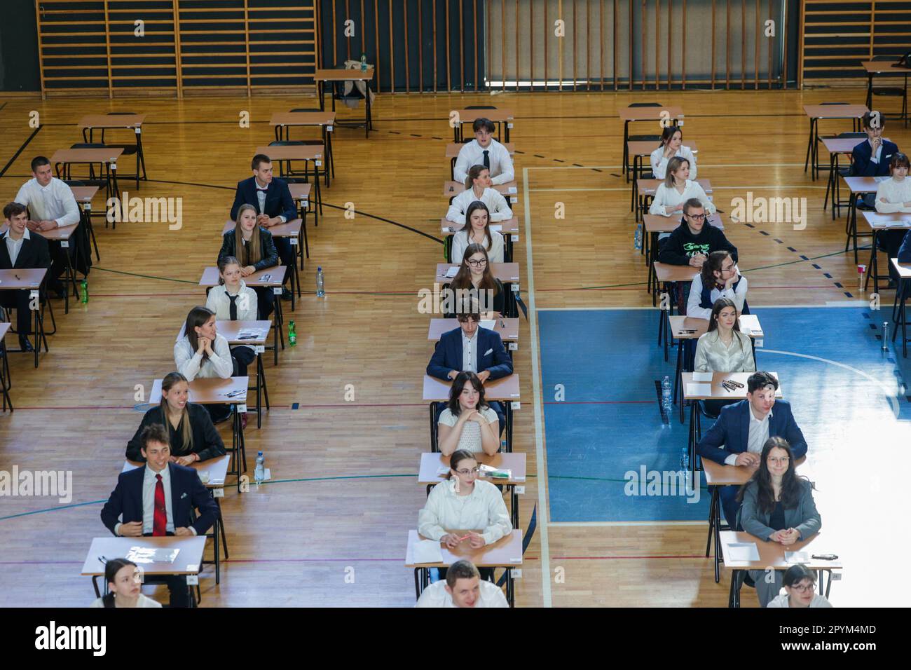 Wroclaw, Wroclaw, Polonia. 4th maggio, 2023. Alla Scuola secondaria 9th di WrocÅ‚aw, gli esami di matriculazione in polacco hanno iniziato l'esame di matriculazione n/z in WrocÅ‚aw (Credit Image: © Krzysztof Zatycki/ZUMA Press Wire) SOLO PER USO EDITORIALE! Non per USO commerciale! Foto Stock