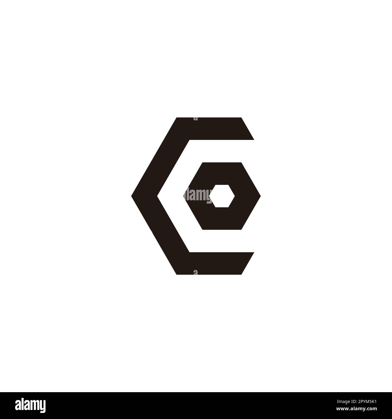 Lettera C e o esagono, utensile simbolo geometrico semplice logo vettore Illustrazione Vettoriale