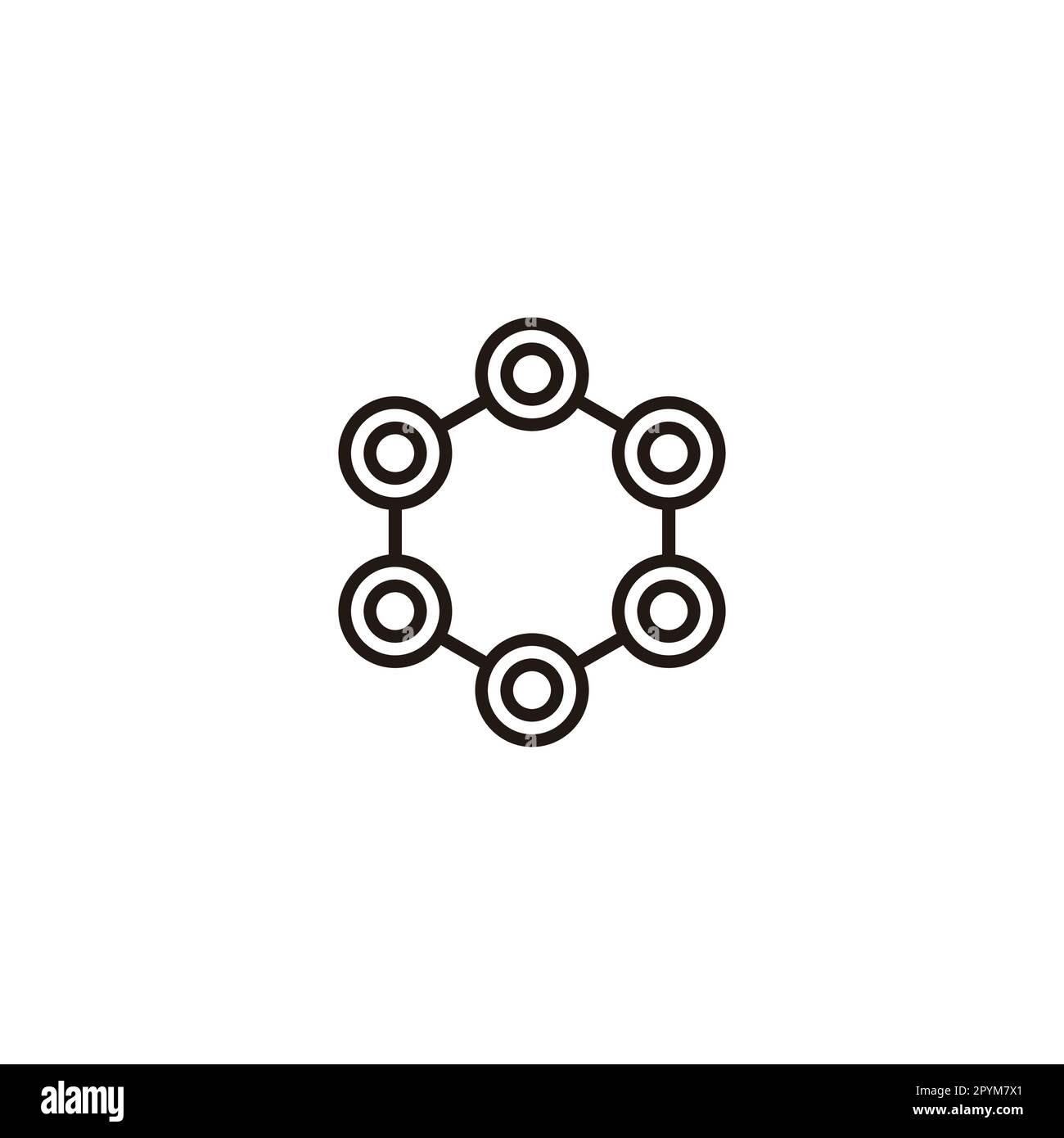 Esagono, atomo, elementi simbolo geometrico semplice vettore logo Illustrazione Vettoriale