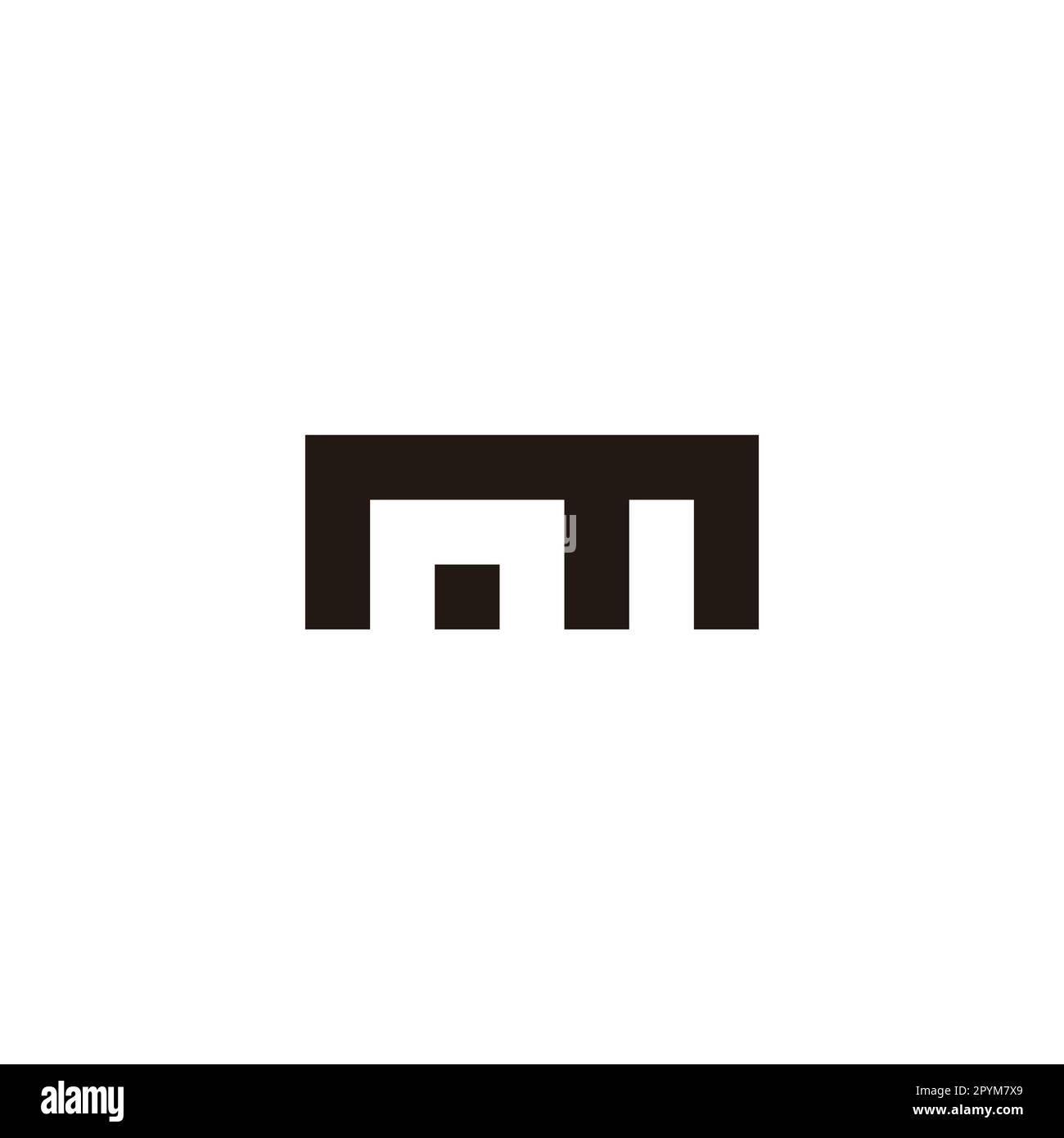 Tasto lettera n e m, simbolo geometrico quadrato semplice vettore logo Illustrazione Vettoriale