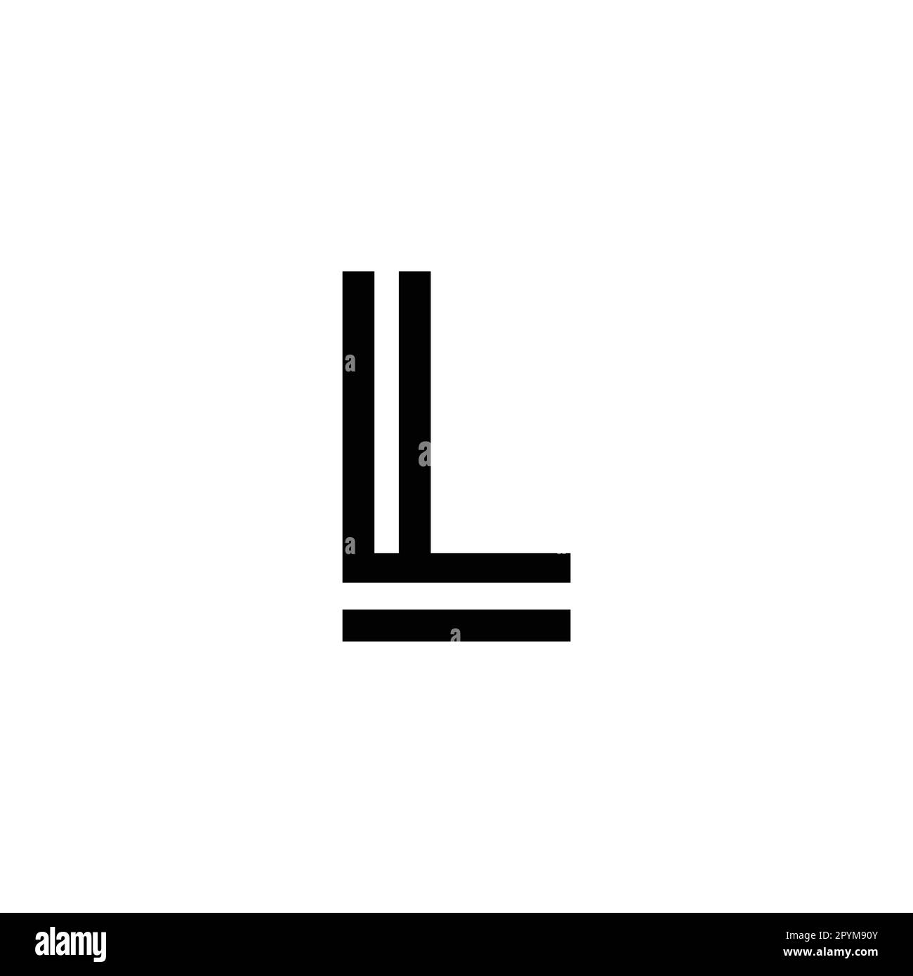 Lettera L linee doppie simbolo geometrico semplice vettore logo Illustrazione Vettoriale