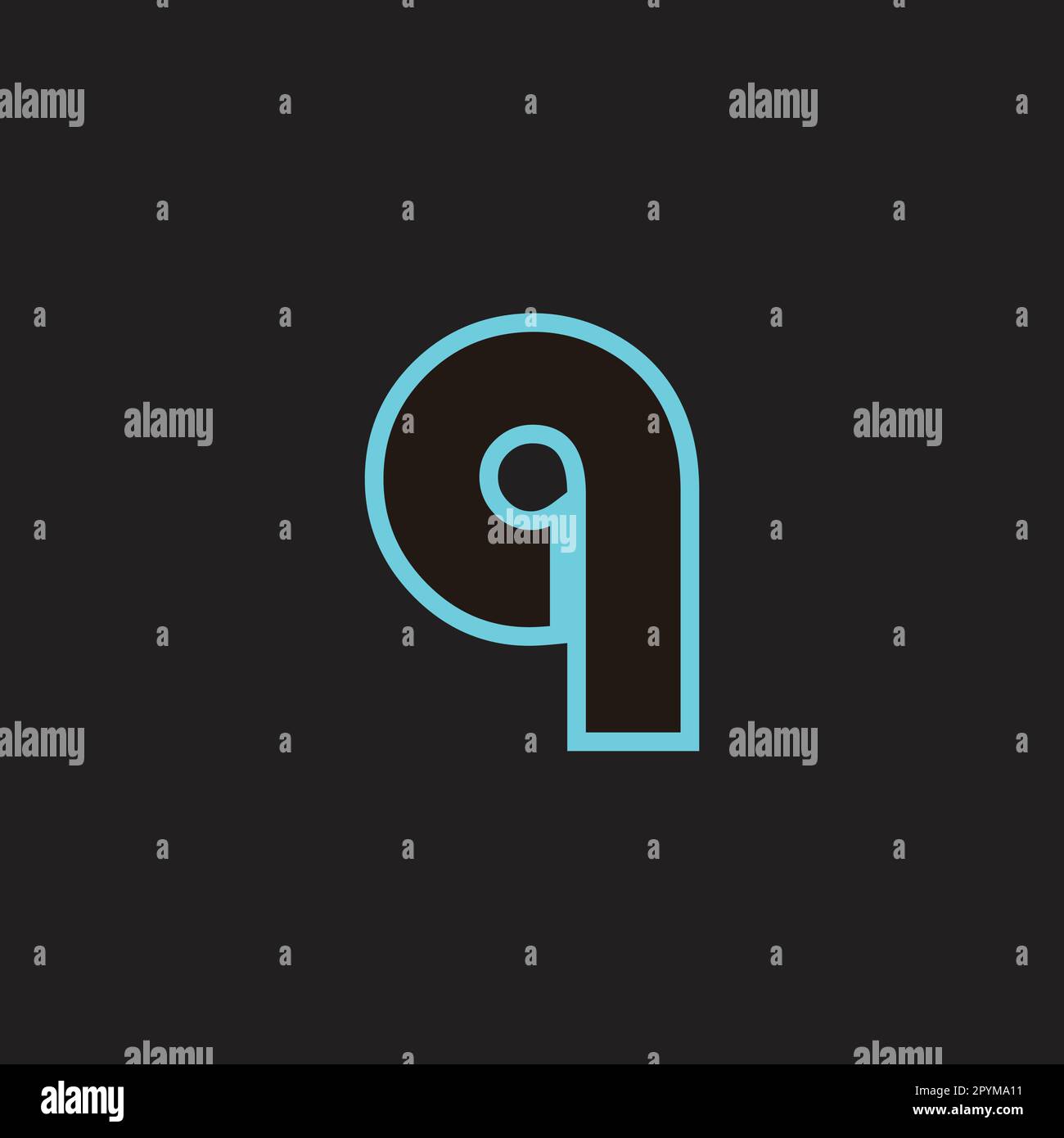 Lettera q neon luce, linea simbolo geometrico semplice logo vettore Illustrazione Vettoriale