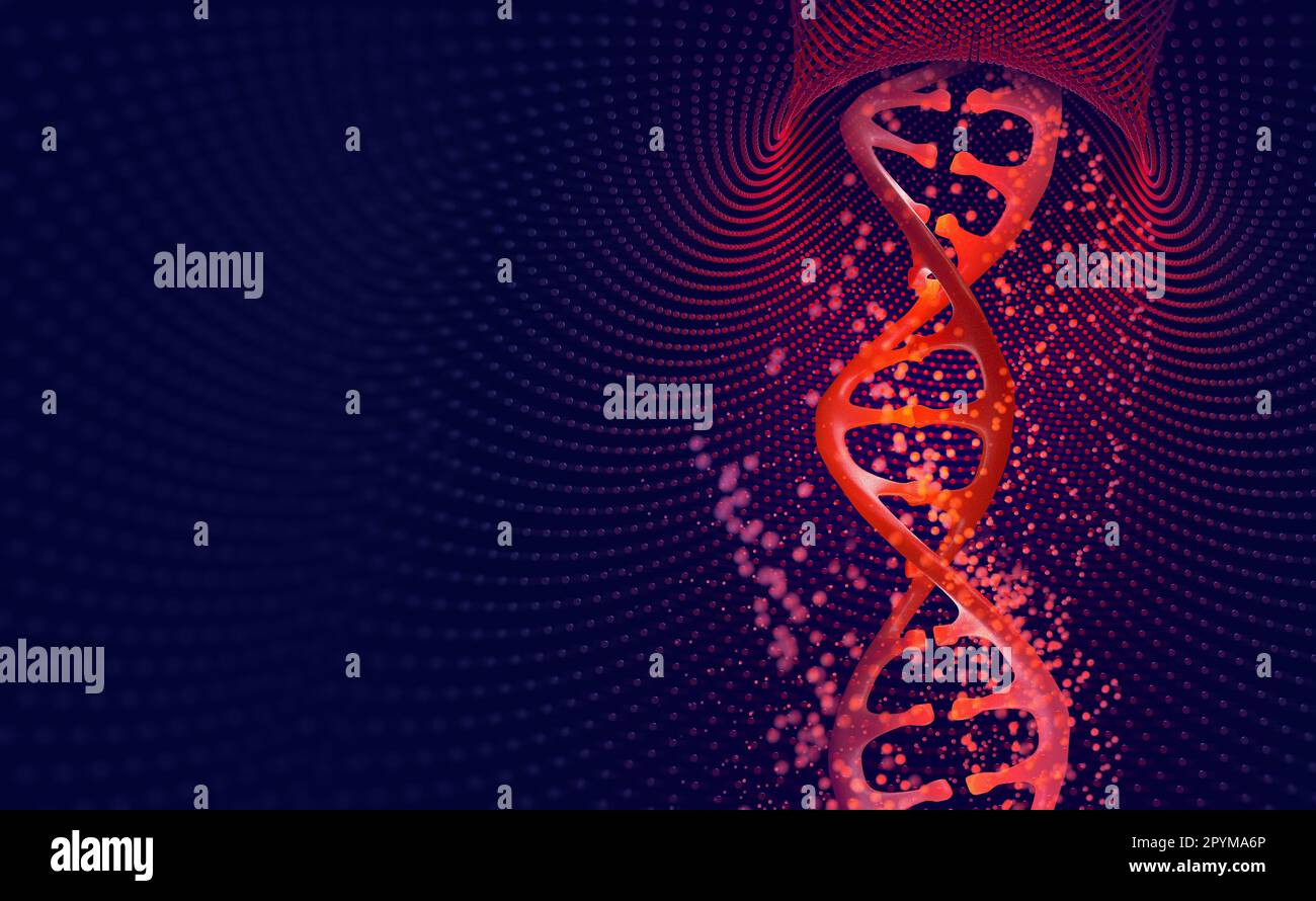 Elica del DNA. Tecnologia Hi Tech nel campo dell'ingegneria genetica. 3D illustrazione su sfondo futuristico Foto Stock