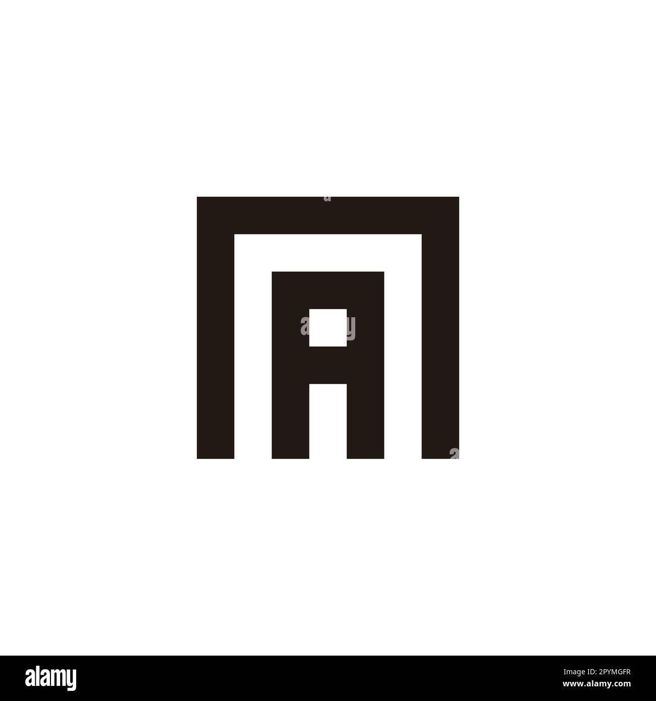Lettera A in n simbolo geometrico quadrato semplice vettore logo Illustrazione Vettoriale
