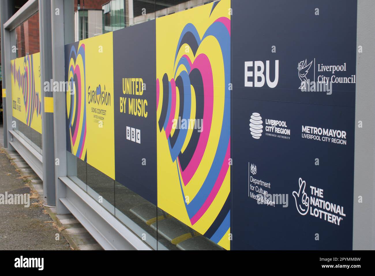Segnaletica Eurovision '23 a Liverpool Foto Stock