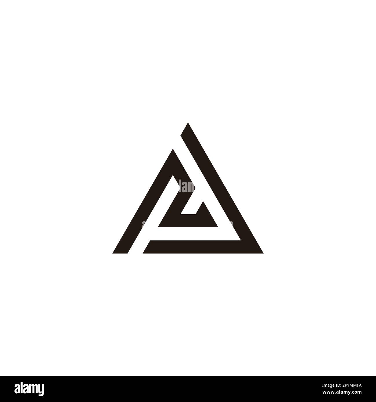 Lettera N e J triangolo simbolo geometrico semplice logo vettore Illustrazione Vettoriale