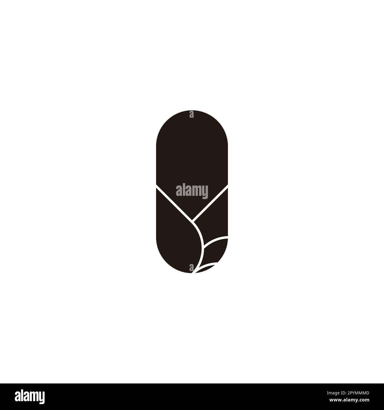 Capsula, foglie simbolo geometrico semplice logo vettore Illustrazione Vettoriale