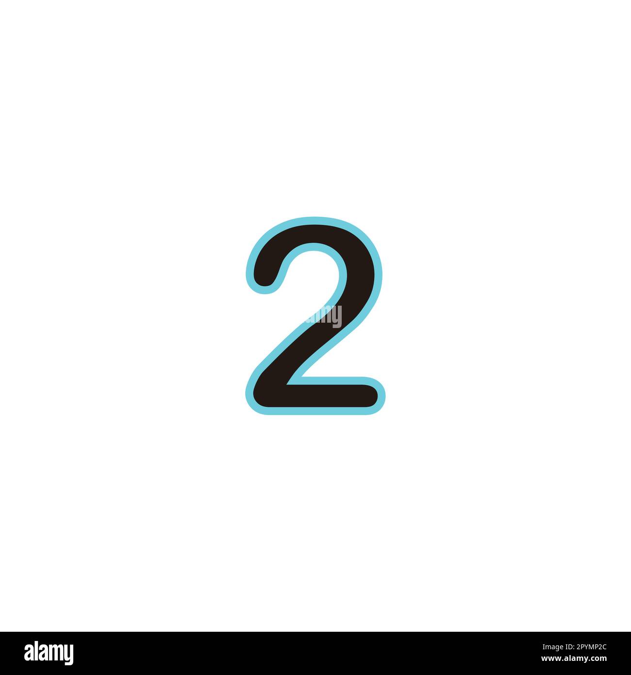 Numero 2 neon, blu simbolo geometrico semplice logo vettore Illustrazione Vettoriale