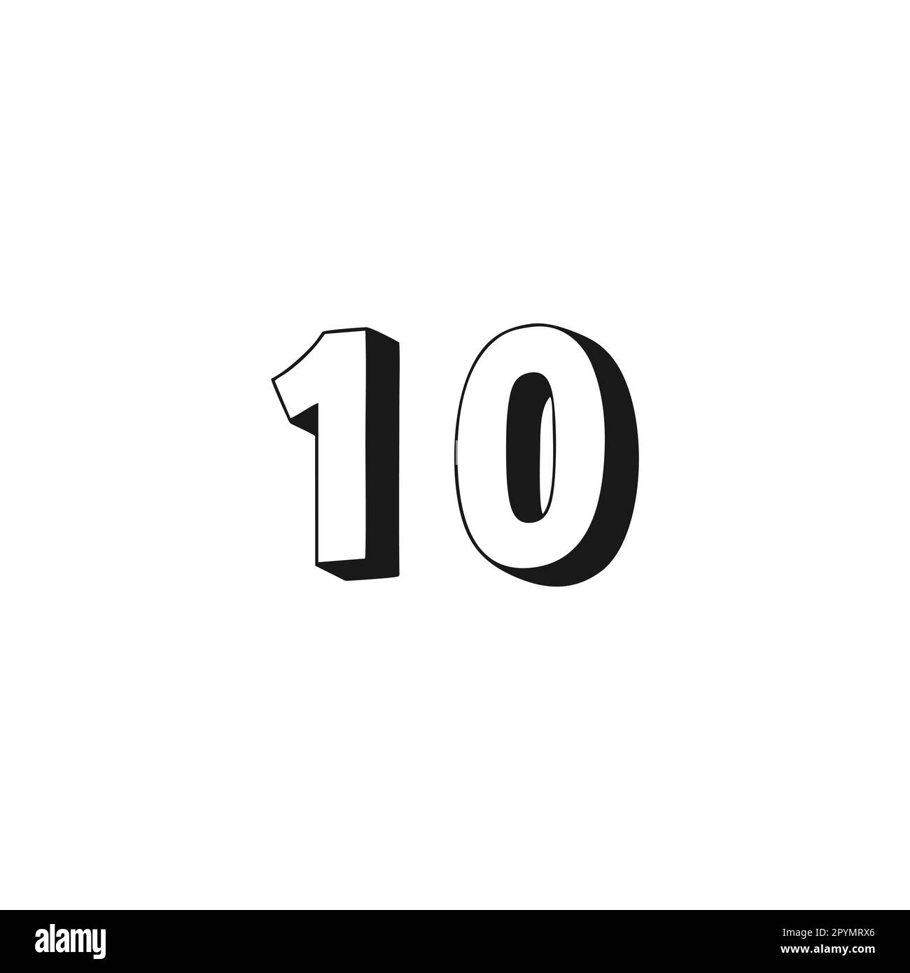 Numero 10 3D simbolo geometrico semplice vettore logo Illustrazione Vettoriale