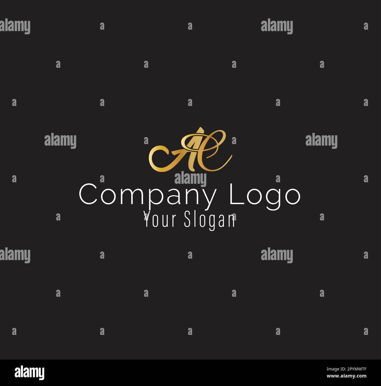 AC elegante logo modello in color oro, file vettoriale .eps 10, testo e colore è facile da modificare Illustrazione Vettoriale