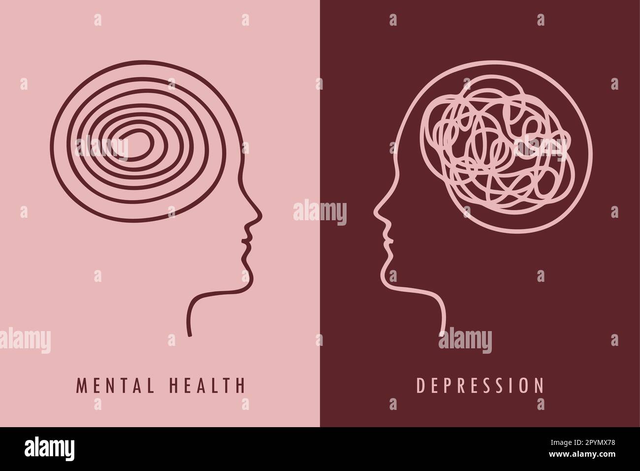 salute mentale e depressione concetto cervello umano Illustrazione Vettoriale