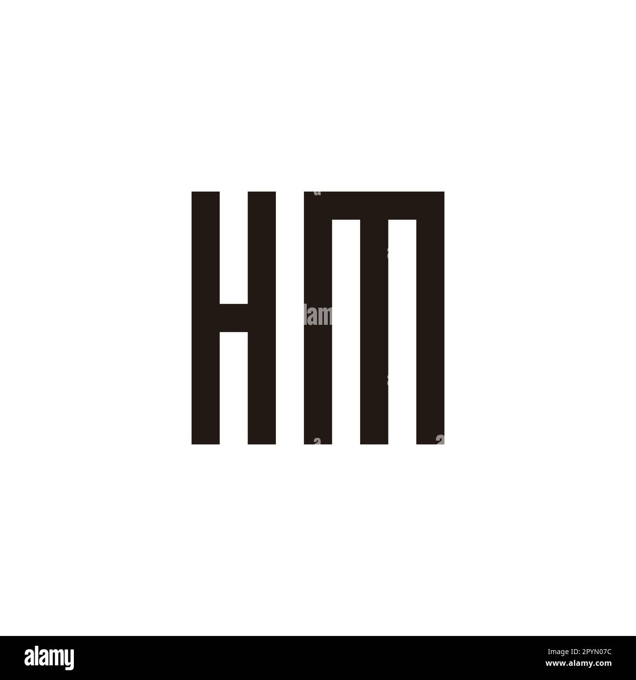 Lettera HM quadrato, rettangolo geometrico semplice simbolo vettore Illustrazione Vettoriale