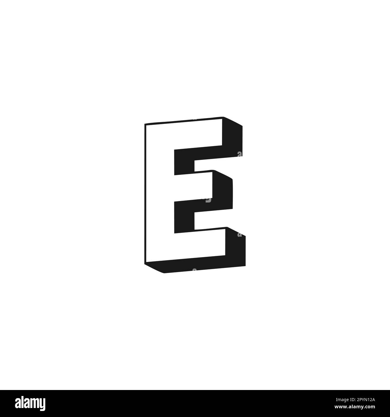 Lettera e 3D simbolo geometrico semplice vettore logo Illustrazione Vettoriale
