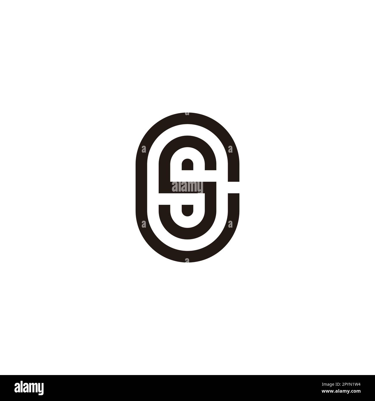 Lettera C e S capsula simbolo geometrico semplice vettore logo Illustrazione Vettoriale