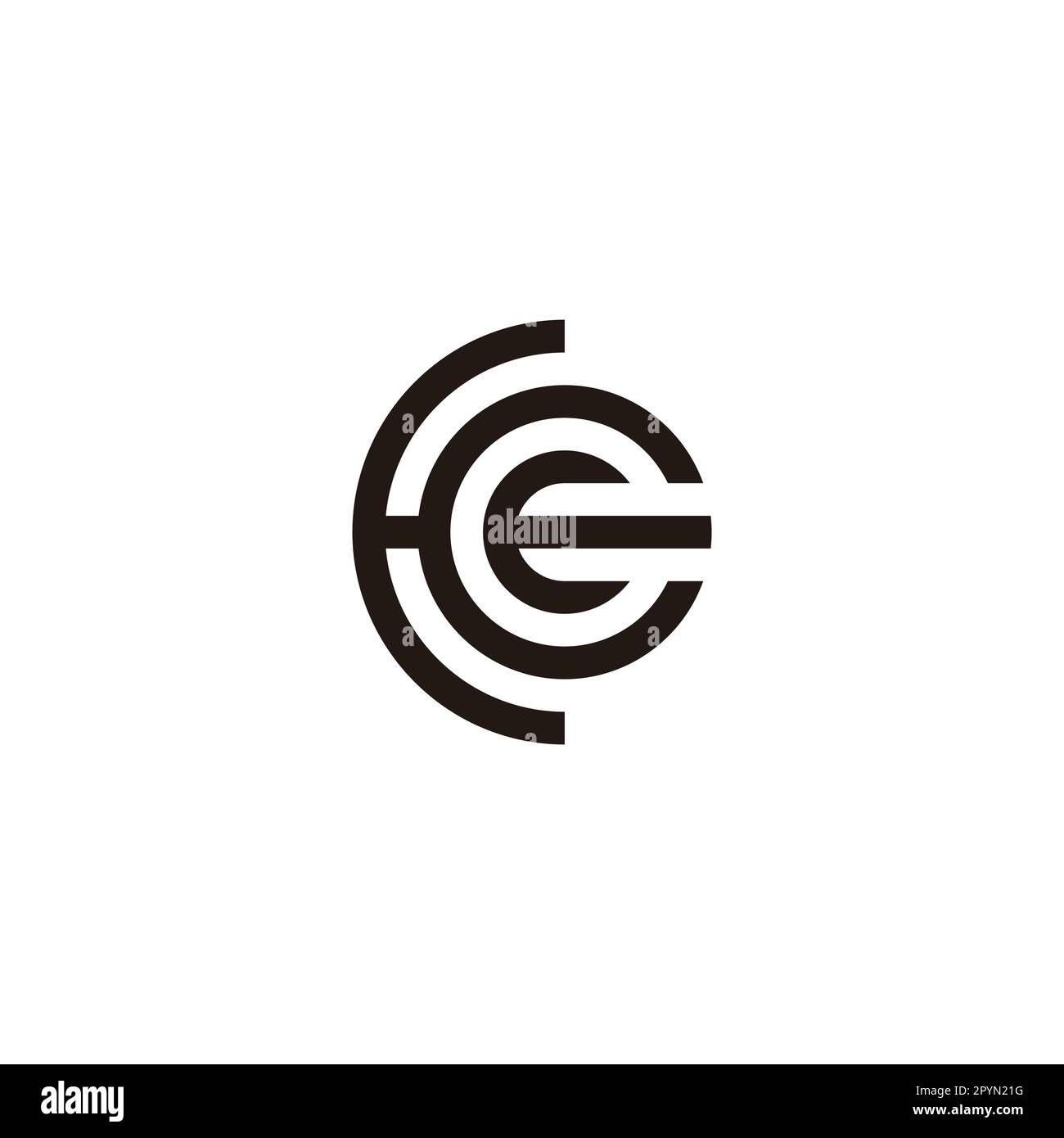 Lettera H ed e cerchio, combinazione geometrica semplice simbolo vettore logo Illustrazione Vettoriale