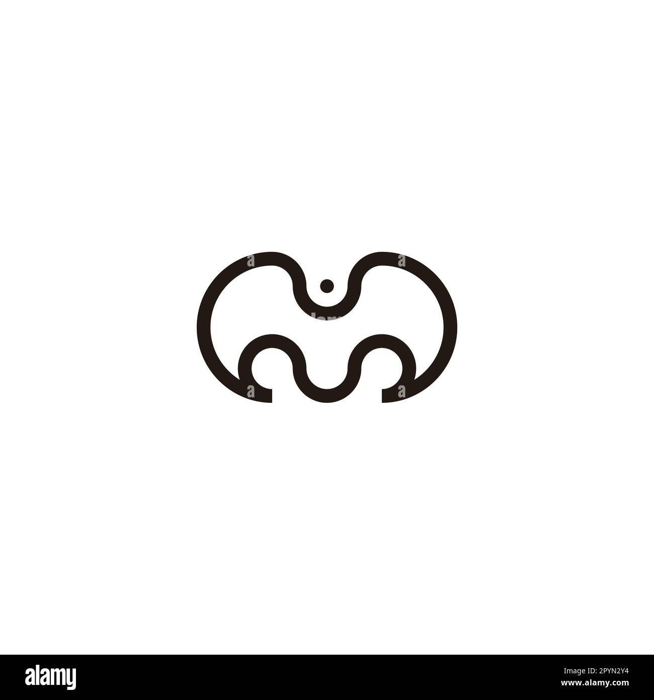 Lettera M, bat, linea geometrica semplice simbolo vettore logo Illustrazione Vettoriale