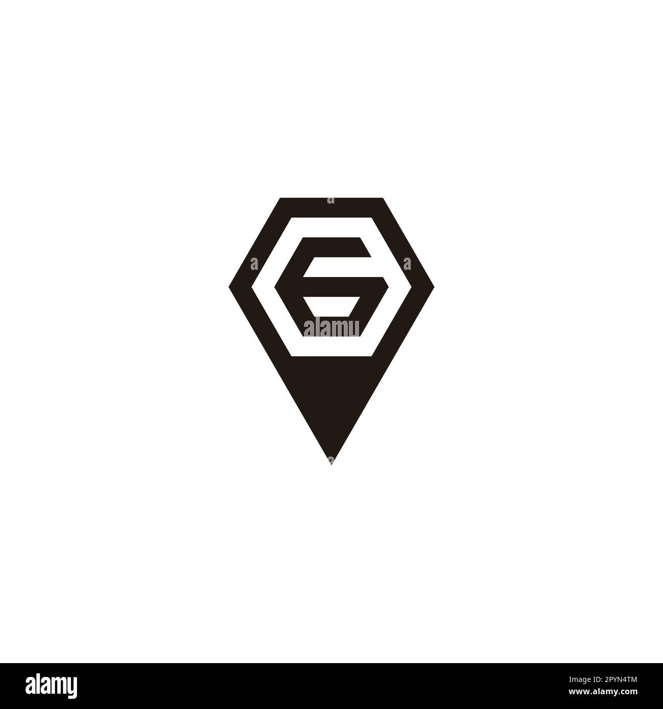 Numero 6 in matita simbolo geometrico semplice logo vettore Illustrazione Vettoriale