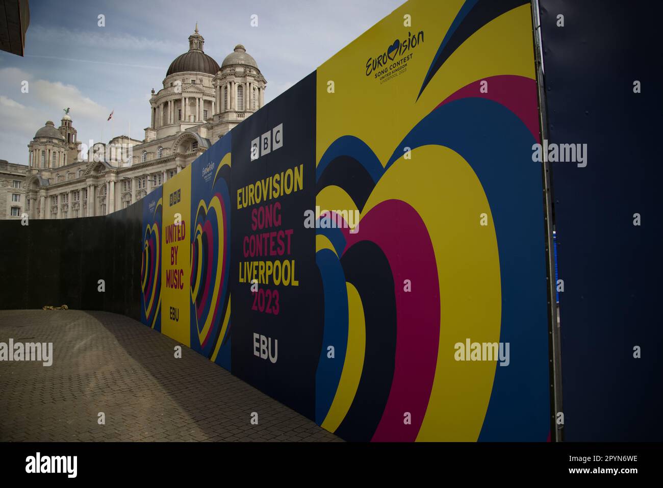 Porto di Liverpool Building, Eurovision Village Foto Stock
