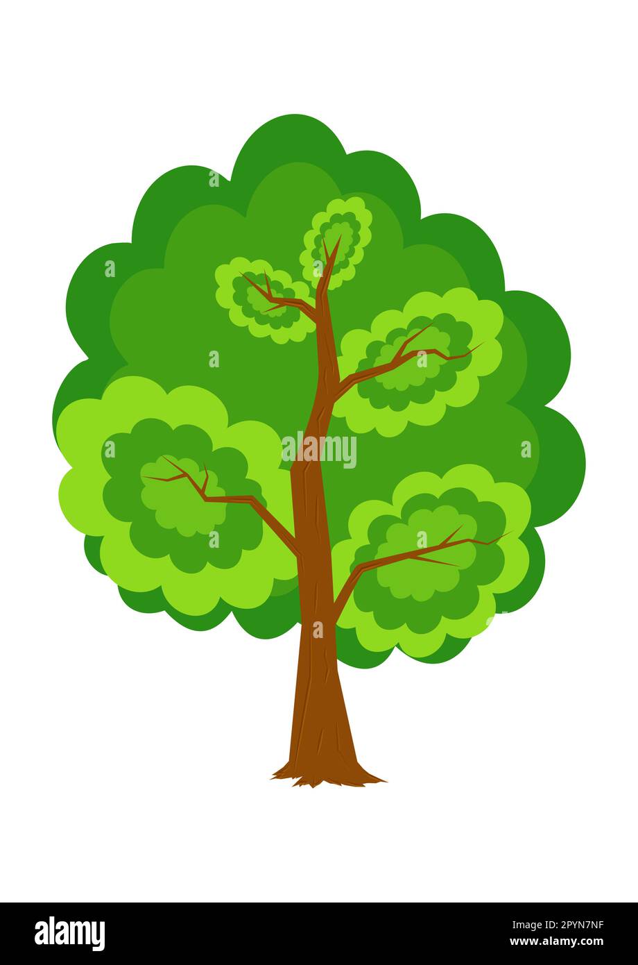 Vettore clipart albero naturale isolato su sfondo bianco Illustrazione Vettoriale