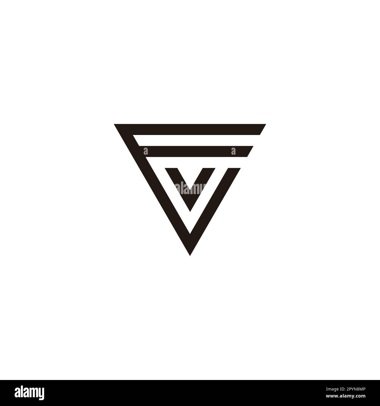 Lettera v in e, triangolo simbolo geometrico semplice vettore logo Illustrazione Vettoriale