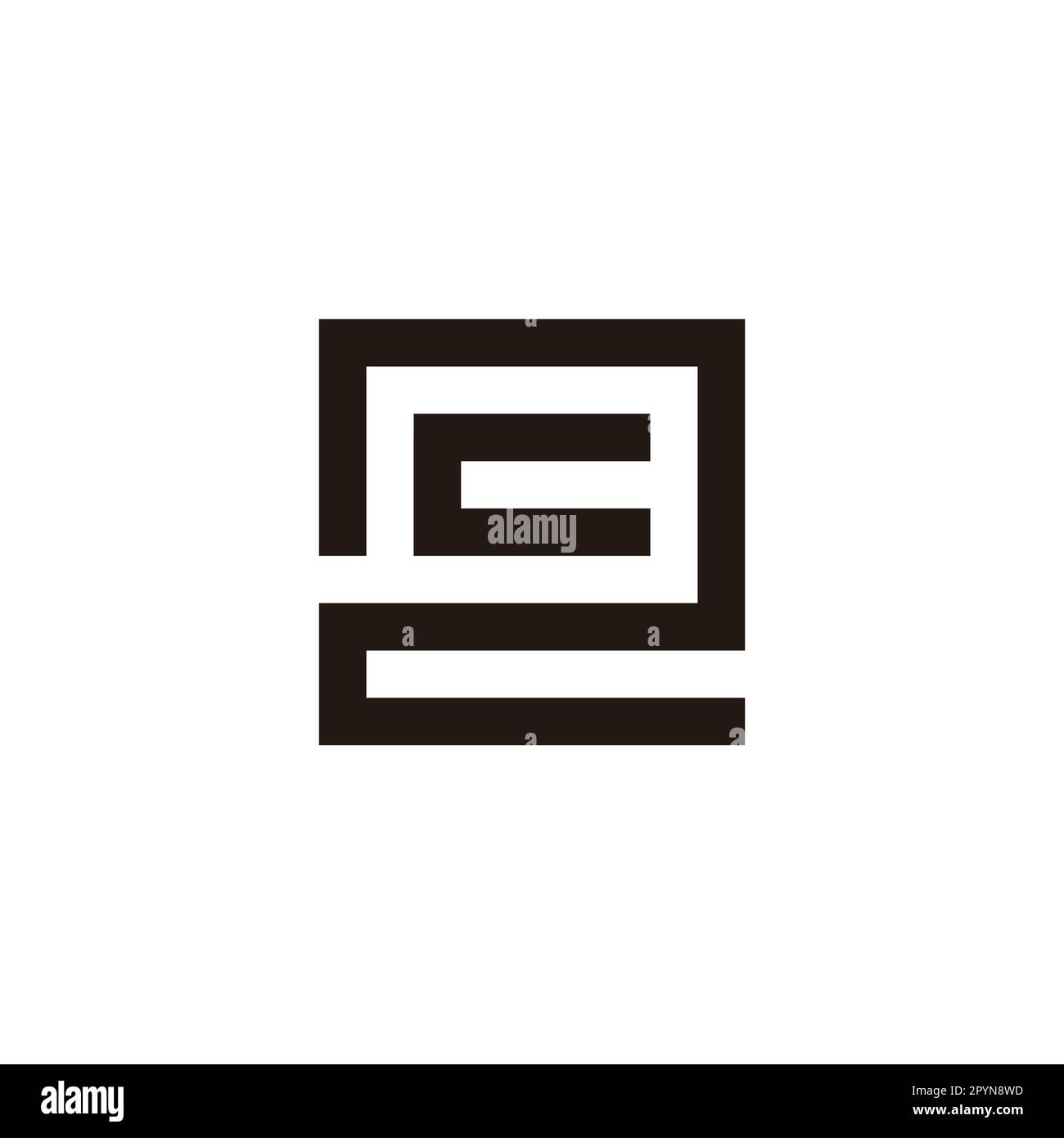 Lettera c in 2, simbolo geometrico quadrato semplice vettore logo Illustrazione Vettoriale
