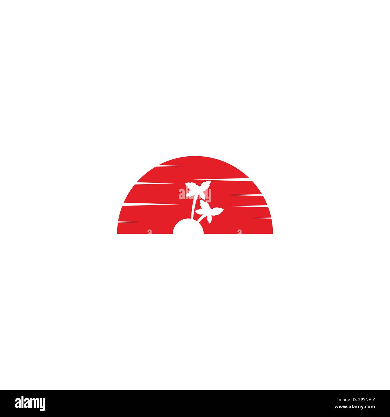 Isola, tramonto illustrazione simbolo geometrico semplice logo vettore Illustrazione Vettoriale