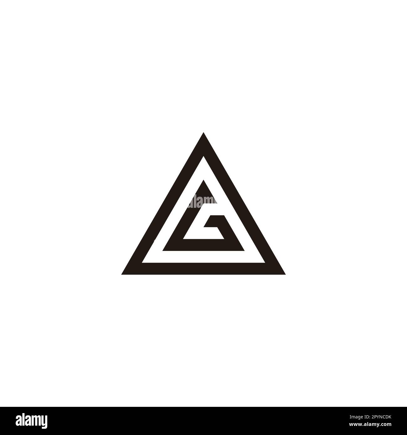 Lettera G in o, triangolo simbolo geometrico semplice vettore logo Illustrazione Vettoriale