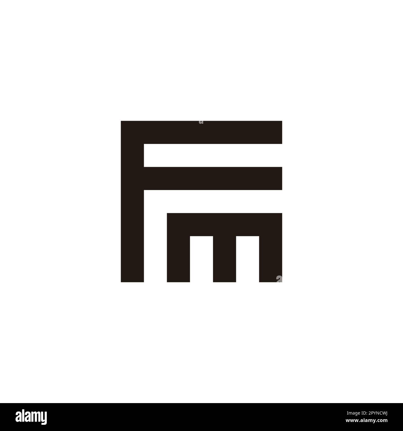 Lettera F e m simbolo geometrico quadrato semplice vettore logo Illustrazione Vettoriale