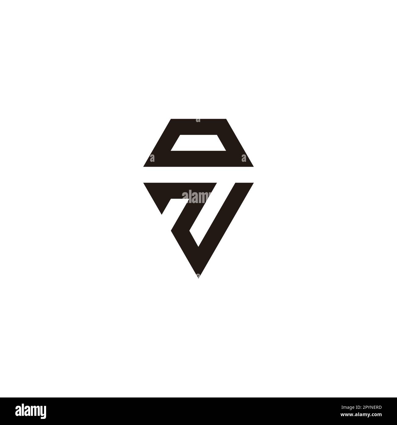 Lettera V e o simbolo geometrico simbolo di diamante semplice vettore di logo Illustrazione Vettoriale